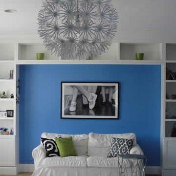 Teenage girl's blue bedroom, Sharon, MA