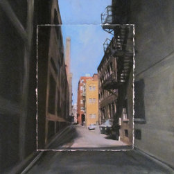 Mixed Media Art "Alley w Fire Escape" - Mixed Media Art