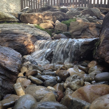 Pondless Waterfall, Natural Stone Steps, and Boulder Retaining Wall