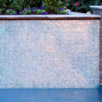 NJ Swimming Pool Glass Tile Water Wall Design