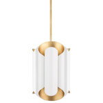 Hudson Valley Lighting - Hudson Valley Lighting 8513-GL/WH Banks, 6 Light Pendant - Hang straight canopy included for slope ceiling apBanks 6 Light Pendan Gold Leaf/White GoldUL: Suitable for damp locations Energy Star Qualified: n/a ADA Certified: n/a  *Number of Lights: 6-*Wattage:40w E26 Medium Base bulb(s) *Bulb Included:No *Bulb Type:E26 Medium Base *Finish Type:Gold Leaf/White