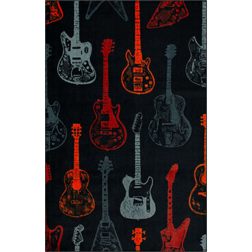 Mohawk Home Guitar Montage Red 5' x 8' Area Rug