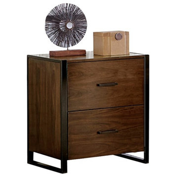 Lexicon Sedley Metal File Cabinet in Walnut and Black