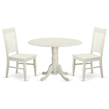 Atlin Designs 3-piece Wood Dining Table Set in Linen White