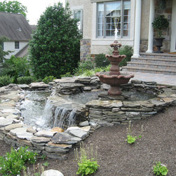Entry Fountain & Pond with Waterfall Water Feature - Outdoor Fountains And Ponds