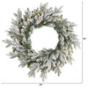 24" Flocked Artificial Christmas Wreath With 50 LED Lights