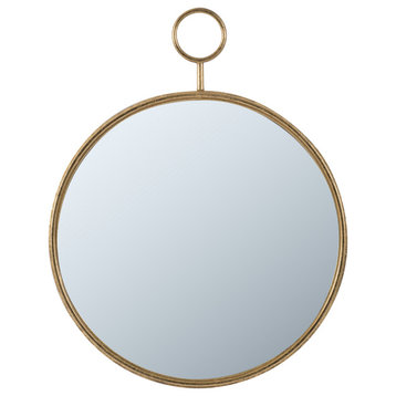 Benzara BM226815 Oval Shape Metal Frame Wall Mirror, Small, Gold