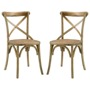 Modway Furniture Gear Dining Side Chair Set of 2 in Natural -EEI-3481-NAT
