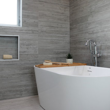 Freestanding Bathtub in Danish Modern Master Bath