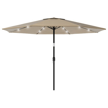 Pure Garden 10' Patio Umbrella With Solar LED Light, Tan