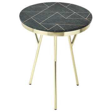 Butler Haven Green Marble and Brass Accent Table