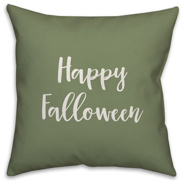 Happy Falloween in Green 18x18 Throw Pillow Cover