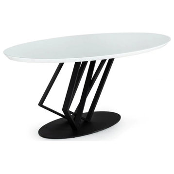 Eamon Modern High Gloss White With Frosted Glass Dining Table