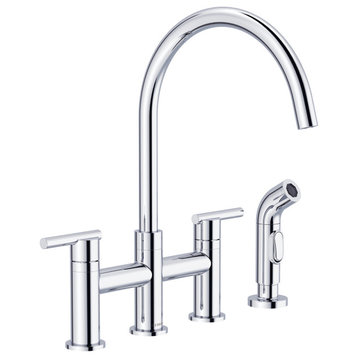 Parma Two Handle Bridge Kitchen Faucet With Sidespray, Chrome
