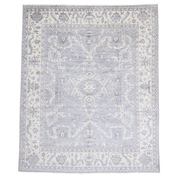 Fine Oushak Collection Indian Hand Knotted Wool Rug, Gray, 8'1x9'9