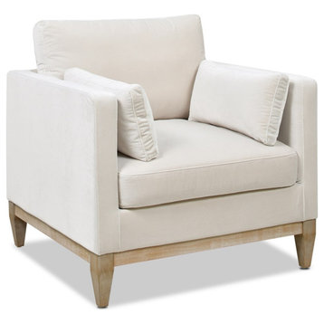 Knox Modern Farmhouse 3 Piece Velvet Arm Chair & Sofa Set in Beige