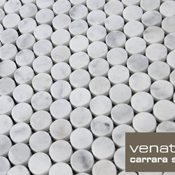 Carrara Venato Penny round Marble mosaic floor and wall Tile - Mosaic Tile