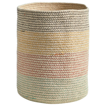 12" Handmade Natural Cotton Multicolored Woven Basket Planter