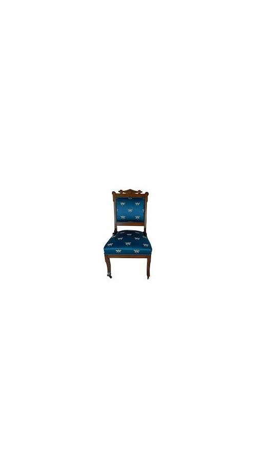 Navy blue chairs paint wood trim white or stain it mahogany?
