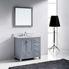 Caroline Avenue 36"SG Vanity Gray, Marble Top, Round Sink, Chrome Faucet, Mirror