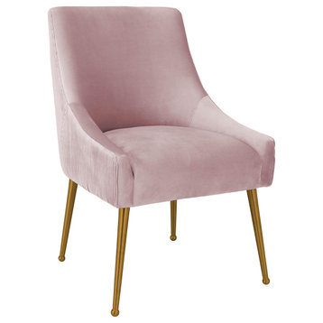 Beatrix Pleated Velvet Side Chair, Mauve