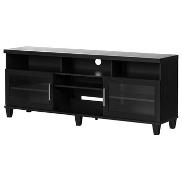 South Shore Adrian Tv Stand For Tvs Up To 75'', Black Oak