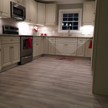 Kitchen flooring and cabinetry