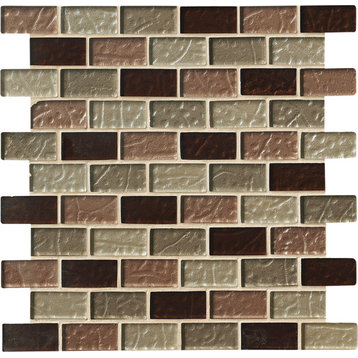 MSI SMOT-GLBRK-8M 1" x 2" Brick Joint Mosaic Tile - Glossy Glass - Ayers Blend
