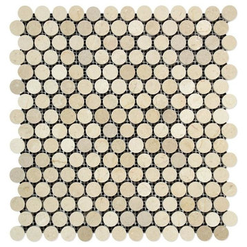 Crema Marfil Marble Honed Penny Round Mosaic Tile