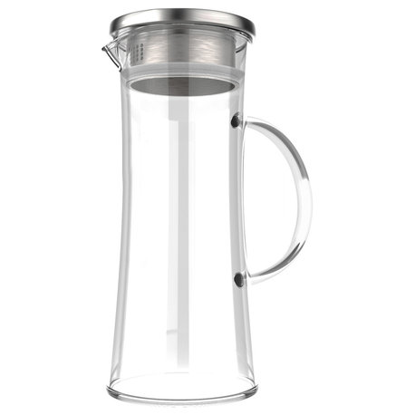 Glass Pitcher, 50oz. Carafe with Stainless Steel Filter Lid by Classic Cuisine