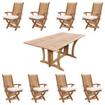 Teak Deals - 9-Piece Outdoor Teak Dining Set: 69" Folding Table, 8 Warwick Folding Arm Chairs - Set includes: 69" Warwick Table and 8 Folding Arm Chairs