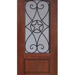 Single Door 80 Fiberglass Austin Texas Star Arch Lite GBG Glass - Front Doors