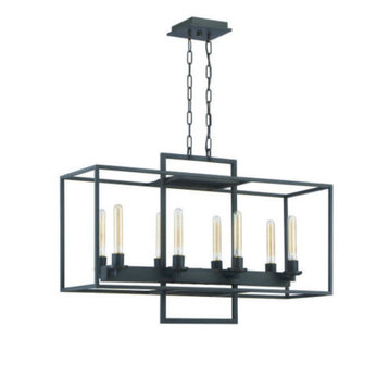 Cubic 8-Light 36" Transitional Chandelier in Aged Bronze Brushed