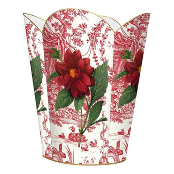 Red Flower on Red Toile Wastepaper Basket