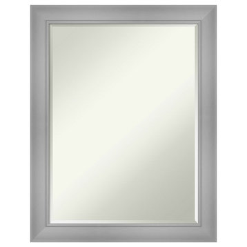 Flair Polished Nickel Petite Bevel Bathroom Wall Mirror 22 x 28 in.