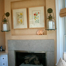 GREY LIMESTONE FIREPLACE SURROUND