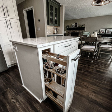 White and Green Kitchen and Coffee Bar