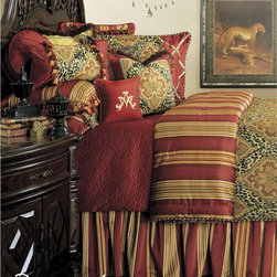AICO Furniture - Nobel Philippe Comforter Set -BCS-NBLPHL-RED - Furniture