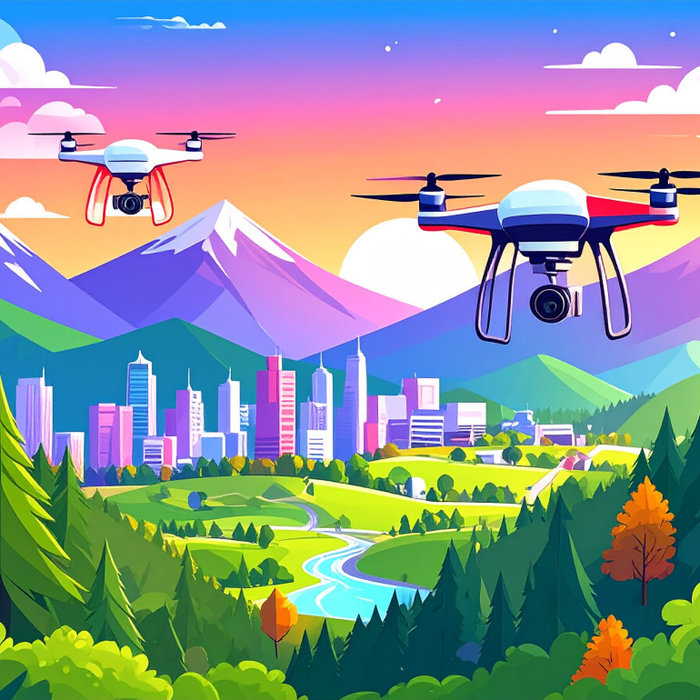 Illustration with two drones for article