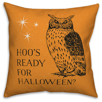 Hoo's Ready For Halloween 16"x16" Throw Pillow