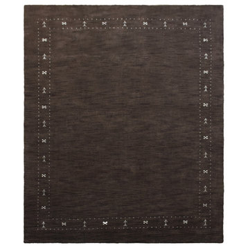 Hand Knotted Loom Wool Area Rug Contemporary Brown, [Rectangle] 8'x10'