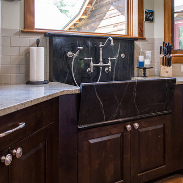 Custom soapstone farmhouse style apron front sink