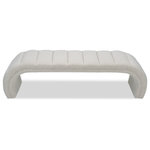 Liang & Eimil - White Boucl√© Bench | Liang & Eimil Coppola - Bring a high-end feel to your home with the refined Coppola Bench. A unique shape and style, the Coppola bench makes a stunning statement at the foot of the bed, in the entrance hall or even taking centre stage in your walk-in wardrobe.