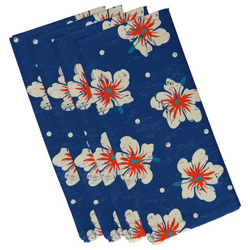 Hibiscus Blooms, Floral Print Napkin, Blue, Set of 4
