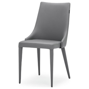Jillian Gray Leatherette Dining Chair with Curved Back
