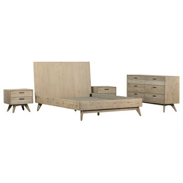 Baly 4-Piece Acacia Queen Loft Bedroom Set with Dresser and Nightstands