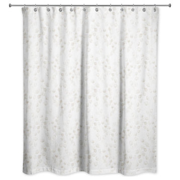 Beige Eucalyptus Pattern 71x74 Shower Curtain
