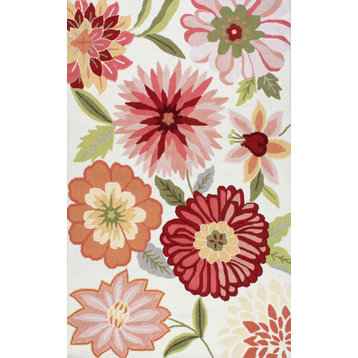 Country and Floral Pink Hand-Tufted Area Rug, Pink, 5'x8'
