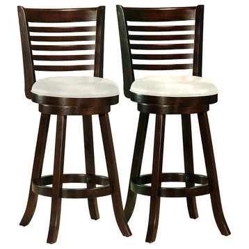 Woodgrove 43" Cappuccino Wood Barstool With Leatherette Seat, Set of 2