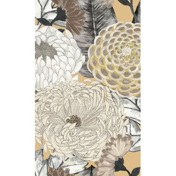 Bold Floral Blossoms Wallpaper, Sand, Sample